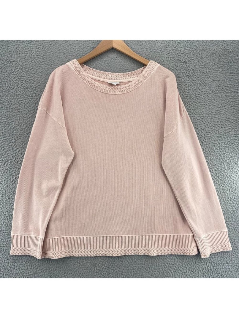 J Jill Sweater Womens Large Tall Blush Pink Boat Neck Cotton Knit Long Sleeves